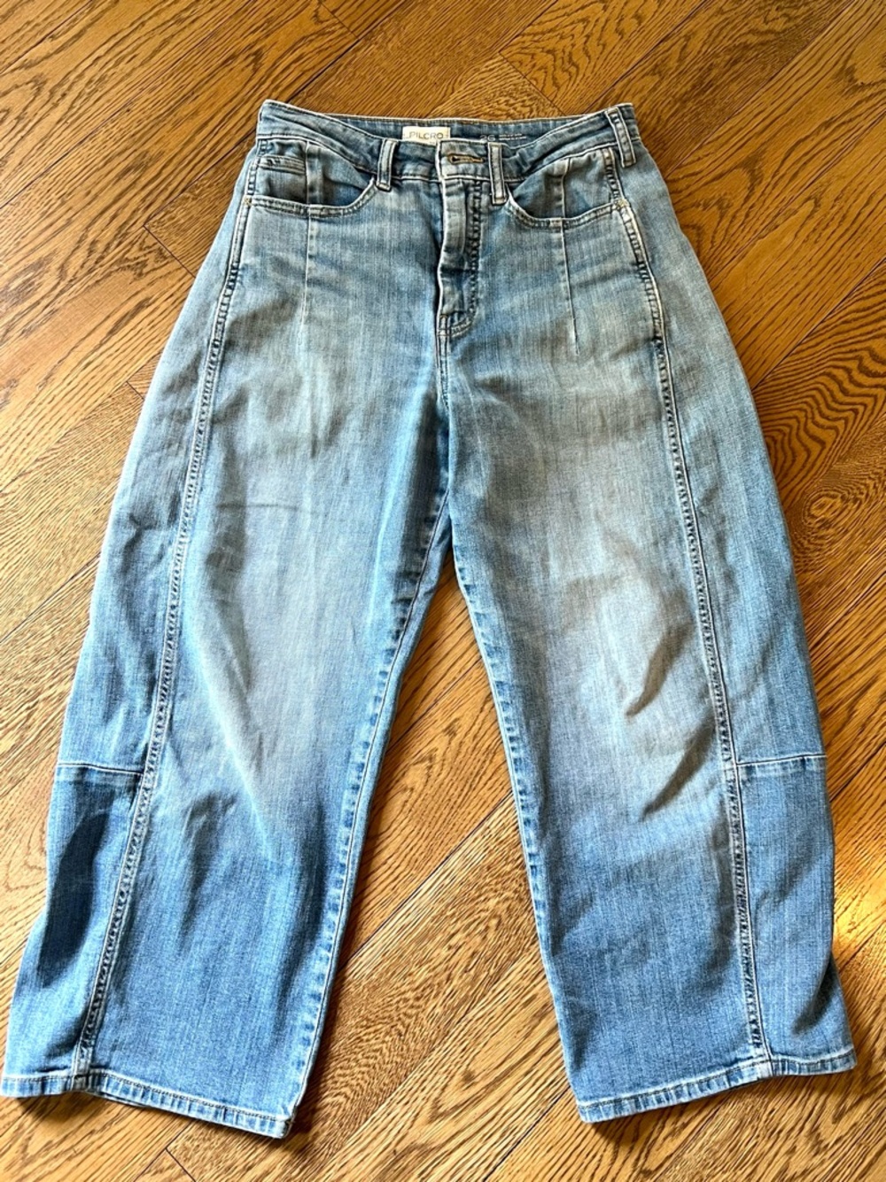 Pilcro Anthropologie Barrel Jeans Womens 26 High Rise Cropped Curved Denim - Picture 8 of 12